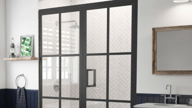 Coastal Shower Doors with a blame frame and grid.