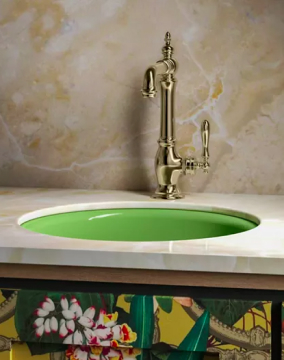 A green Kohler bar sink