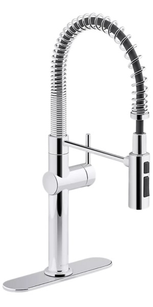 Kohler semi professional kitchen faucet in a chrome finish